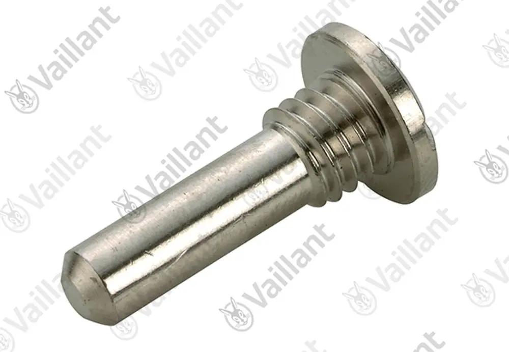 Vaillant Schraube mit flachem Kopf und geriffeltem Hals, aus Metall, auf hellem Hintergrund, mit klarer Sicht auf die Oberfläche und ohne erkennbare Maße.